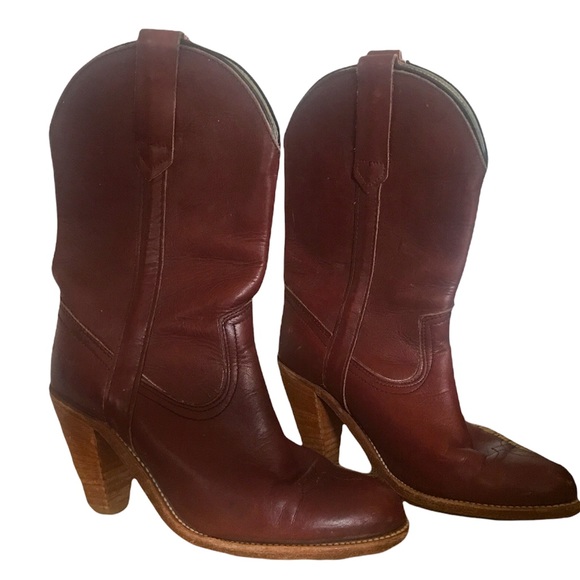 Frye Shoes - Frye Women's Brown Leather Western Heeled Boots
